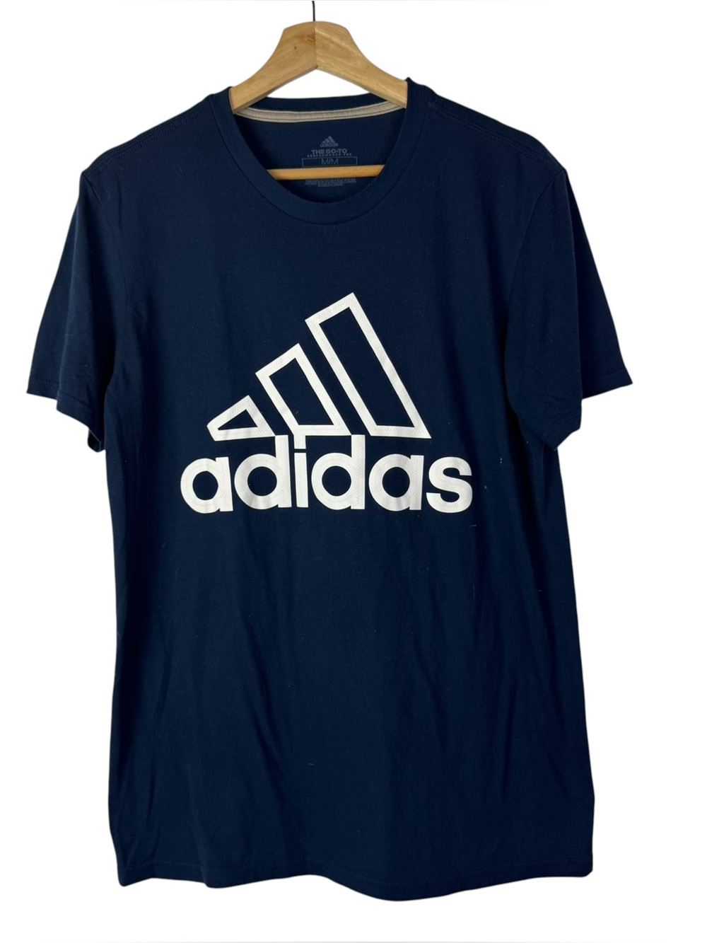 Adidas Navy Blue & White Open Logo Short Sleeve T-Shirt M